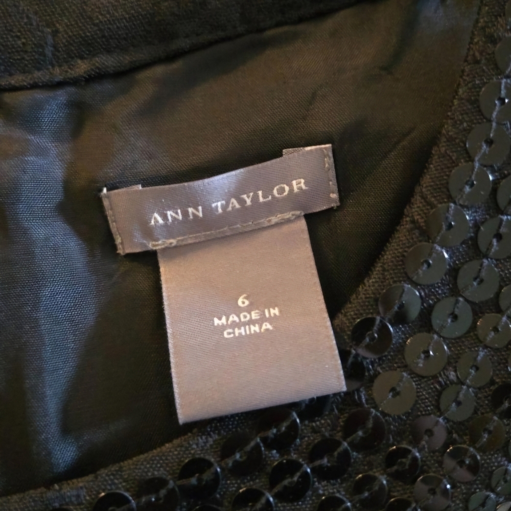 Ann Taylor Women's Black Sequenced  Brocade Floral  Cocktail Dress US Size 6 - Picture 13 of 14